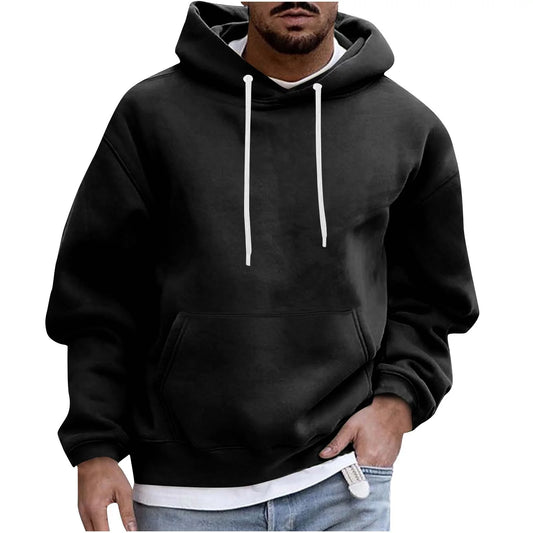 Men's Big and Tall Casual Oversized Hoodie with Pocket, Round Neck Pullover Long Sleeve Sweatshirt